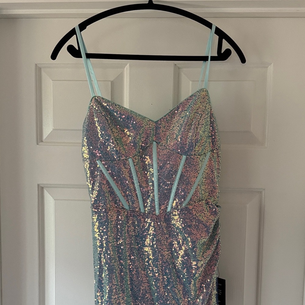 Lulu's Multicolor Sequin Prom Dress
